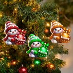 Gepersonaliseerde Multikleur Schattig Sneeuwpop Ornament met Naam Kerstdecoratie en Kerst Cadeau voor Vrienden en Familie
