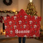 Gorro de Papá Noel de Navidad personalizado Manta con capucha suave de animal con nombre Regalo de cumpleaños de Navidad para niños Niñas