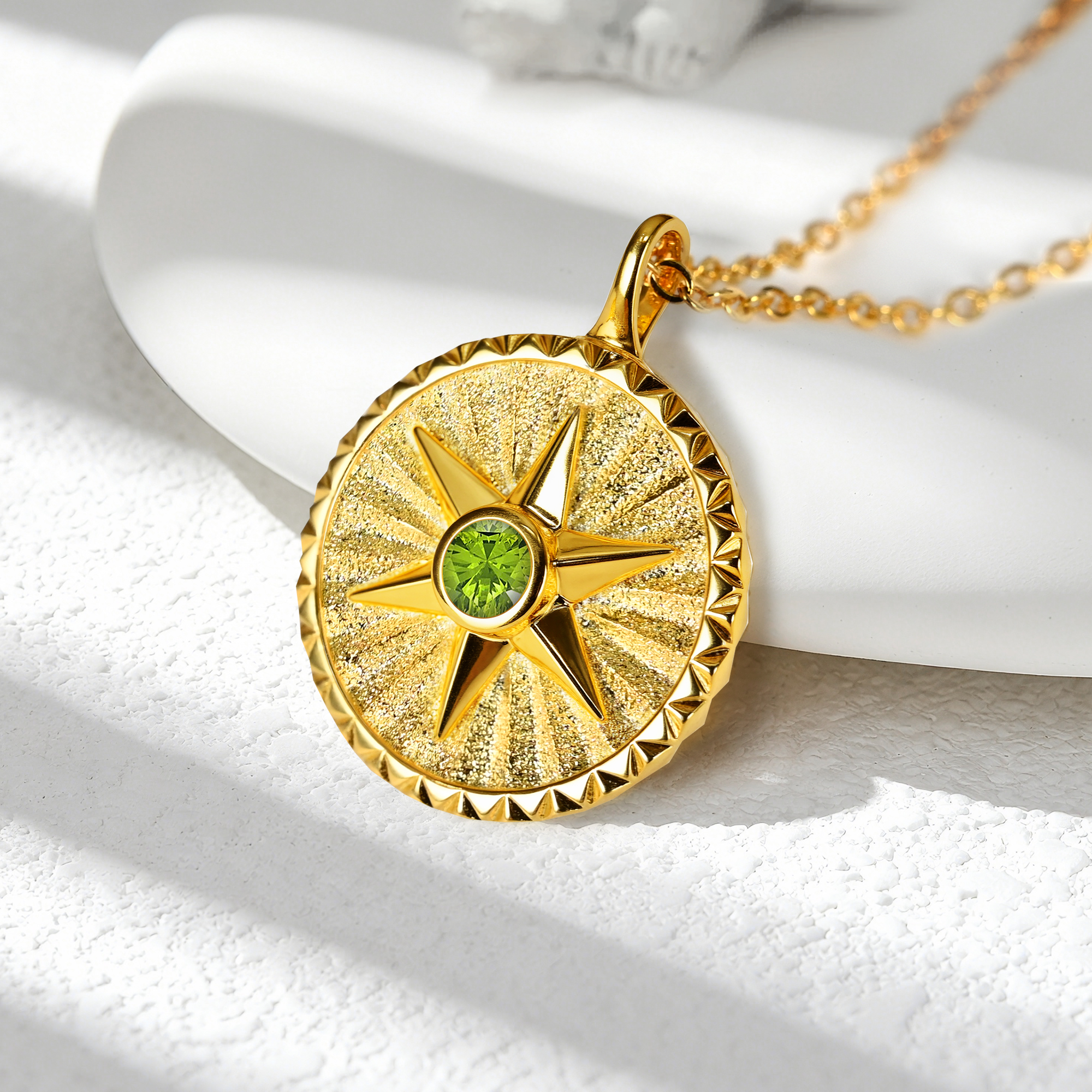 Collier Médaille d'Energie Hexagramme Gardien Personnalisé avec Pierre de Naissance Bijoux de Famille délicat Cadeau d'Anniversaire pour Femmes Hommes