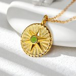 Personalised Hexagram Guardian Energy Coin Medal Necklace with Birthstone Dainty Family Jewellery Birthday Anniversary Gift for Women Men