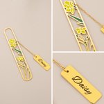 Personalized Birth Flower Bookmark  with Name Birthday Christmas Gift for Book Lovers Bookworms