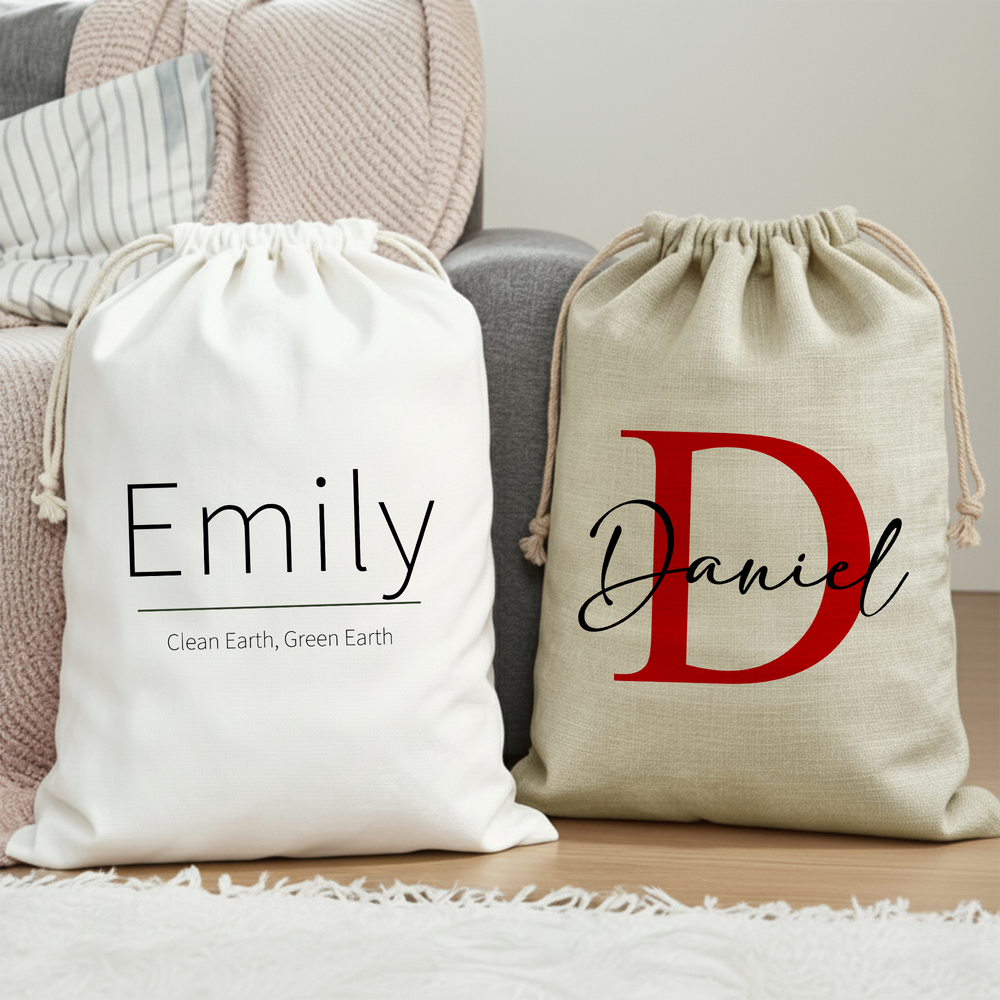 Sac à friandises à cordon pour utilisation quotidienne Cadeau de Noël pour les enfants Famille Amis