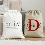 Personlig enkel namninitial text säck med dragsko godispåse för daglig användning festprylar julklapp för barn familj vänner