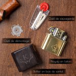 Briquet en Bois de Santal Personnalisé avec Logo Initiale et Nom Cadeau d’Anniversaire Fête pour Hommes et Témoins de Mariage