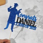 Gepersonaliseerde Glitter Multicolor Graduate Cake Topper met Naam en Jaar Taart Decor Afstudeerfeest Cadeau voor Afgestudeerden