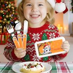 Personalized Cartoon Animal Christmas Tree Santa Hat Food-Grade Kid's Fork Spoon Knife 3 Pcs Cutlery Set with Name Daily Use Christmas Gift for Kids