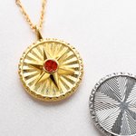 Personalised Hexagram Guardian Energy Coin Medal Necklace with Birthstone and Initial Dainty Family Jewellery Birthday Anniversary Gift for Women Men