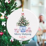 Personalised Mahjong Christmas Tree Chinoiserie Design Ceramic Ornament with Name and Year Tree Decor Christmas Mahjong Night Gift for Mahjong Players