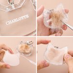 Personalized Star Heart Shape Pet Hair Storage Keychain with Name and Pearl Chain Sympathy Memorial Gift for Loss of Pet