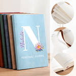 Personalised Birth Flower Initial  A5 PU Leather Journal Notebook with Name Text and 100 Lined Pages Birthday Gift for Friends Family