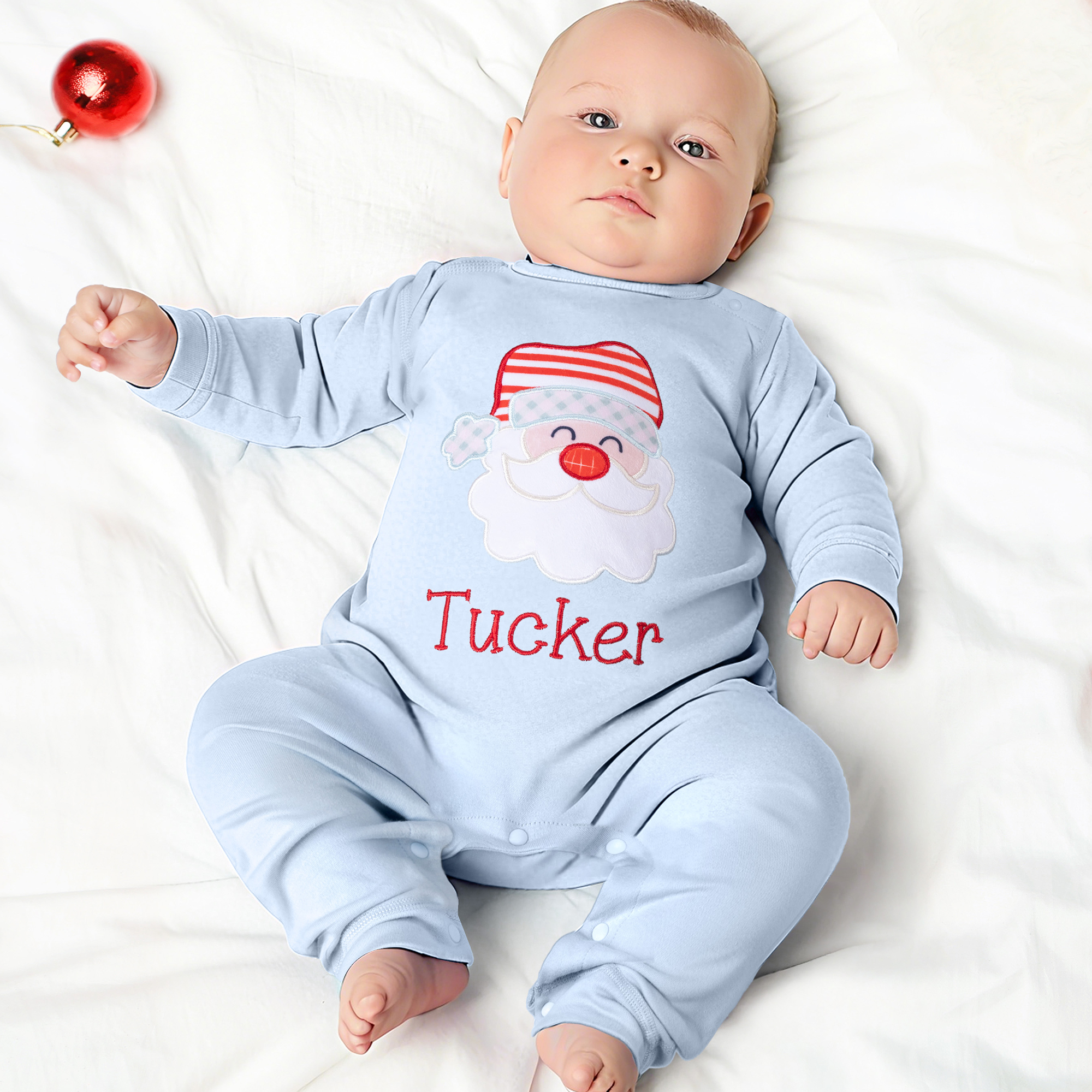 Chandail de Noël personnalisé en coton avec nom brodé Cadeau de Noël pour bébé nouveau-né