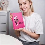 Personalised Pink Bow Birth Flower Bouquet Notebook with Name and Lined Pages Writing Accessory Daily Use Birthday Gift for Moms Women