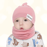 Personalized Name  Soft Baby Scarf Hat Set Accessory Winter Essential Birthday Gift for Newborns