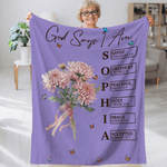Personalized Birth Flower God Says You Are Soft Throw Blanket with Name Home Decor Inspirational Birthday Baptism Christmas Gift for Women Christians