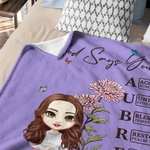 Personalized Birth Flower Bible Cartoon Character Soft Throw Blanket with Name Home Decor Baptism Christmas Gift for Christian Women