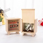 Personalized I Hit The Jackpot With You Wooden Clear Piggy Money Box with Name and Initial Birthday Anniversary Gift for Couple