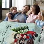 Personalized Cartoon Character Family Portrait Soft Throw Blanket with Text and Names Home Decor Christmas Gift for Family