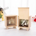 Personalized Cute Peter Rabbit Floral Initial Name Wooden Clear Money Box Piggy Bank Easter Holiday Birthday Educational Gift for Kids