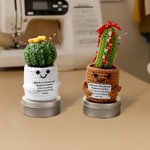 Personalised Crochet Emotional Support Cactus Name Pin Cushion with Magnetic Storage Box Sewing Supplies Gift for Quilting Sewing Enthusiasts
