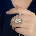 Personalised Hexagram Guardian Energy Coin Medal Necklace with Birthstone and Initial Dainty Family Jewellery Birthday Anniversary Gift for Women Men