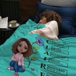 Personalized Birth Flower Bible Cartoon Character Soft Throw Blanket with Name Home Decor Baptism Christmas Gift for Christian Women