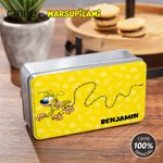 Personalized Cute Long-Tailed Leopard Marsupilami Food Grade Metal Biscuit Tin Box with Name Birthday Christmas Gift for Kids | Callie × Marsupilami®