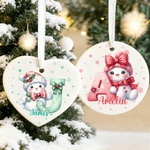 Personalized Cute Cartoon Santa Hat Snowman Initial Christmas Ornament with Name Christmas Gift for Friends Family