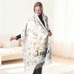 Foulard personnalisé au design classique de fleur aquarelle avec nom à porter tous les jours en hiver Cadeau d'anniversaire et de Noël pour la famille et les amis