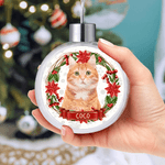 Personalized Wreath Pet Photo Christmas Ball Ornament with Name Home Decor Christmas Gift for Pet Owners Lovers