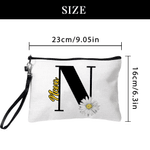 Personalized Birth Flower Large Tote Bag Portable Makeup Bag with Name and Initial Travel Accessories Birthday Gift for Women