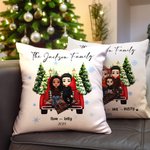 Personalized Family Cartoon Characters Soft Throw Pillow Cover with Name and Year Home Decor Birthday Anniversary Christmas Gift for Family