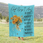 Personalized Birth Flower God Says You Are Soft Throw Blanket with Name Home Decor Inspirational Birthday Baptism Christmas Gift for Women Christians