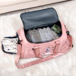 Personalized Ice Skating Girl Birth Flower Multi-compartment Waterproof Weekend Duffle Bag with Shoulder Strap and Name Back to School Gift for Her