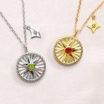Personalised Hexagram Guardian Energy Coin Medal Necklace with Birthstone and Initial Dainty Family Jewellery Birthday Anniversary Gift for Women Men