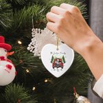 Personalized Chirstmas Tree Cartoon Character Ceramic Heart-Shaped Ornament with Name and Title Home Decor Christmas Gift for Family