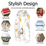 Foulard personnalisé au design classique de fleur aquarelle avec nom à porter tous les jours en hiver Cadeau d'anniversaire et de Noël pour la famille et les amis