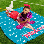 Personalized Multicolor Cartoon Cheerleading Girl Soft Throw Blanket with Heart and Name Home Decor Birthday Gift for Cheerleaders