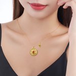 Personalised Hexagram Guardian Energy Coin Medal Necklace with Birthstone and Initial Dainty Family Jewellery Birthday Anniversary Gift for Women Men