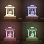 Personalized Wreath Photo House Shape Acrylic LED Night Light with Name and Wooden Base Memorial Sympathy Keepsake Gift for Loss of Loved One