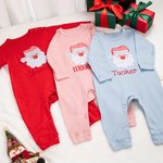 Personalizzato carino Babbo Natale Design 100% cotone morbido bambino pagliaccetto con nome ricamato regalo di Natale per il bambino neonato