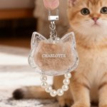 Personalized Star Heart Shape Pet Hair Storage Keychain with Name and Pearl Chain Sympathy Memorial Gift for Loss of Pet