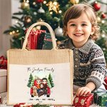 Personalized Christmas Snowflake Cartoon Character Large Jute Tote Bag with Name and Title Christmas Gift for Women Family