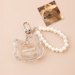 Personalized Star Heart Shape Pet Hair Storage Keychain with Name and Pearl Chain Sympathy Memorial Gift for Loss of Pet
