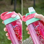 Personalizada Multicolor Flor de Nacimiento 16 oz Kid Botella de Agua con Pajita Back To School Accesorios al aire libre Regalo para Niños