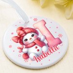 Personalized Cute Cartoon Santa Hat Snowman Initial Christmas Ornament with Name Christmas Gift for Friends Family