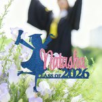 Gepersonaliseerde Glitter Multicolor Graduate Cake Topper met Naam en Jaar Taart Decor Afstudeerfeest Cadeau voor Afgestudeerden