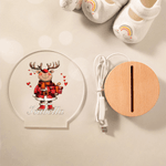 Personalized Cute Cartoon Reindeer LED Night Light with Name Soft Glow and Wooden Base Nursery Room Decor Christmas Gift for Kids