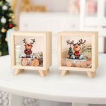 Personalized Cute Reindeer Christmas Tree Wood Clear Money Box Piggy Bank with Name Desk Decor Christmas Gift for Kids