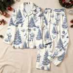 Gepersonaliseerde kerst Toile De Jouy dames pyjama set met initiaal dagelijks gebruik kerstverjaardagscadeau voor vrouwen