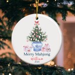Personalised Mahjong Christmas Tree Chinoiserie Design Ceramic Ornament with Name and Year Tree Decor Christmas Mahjong Night Gift for Mahjong Players
